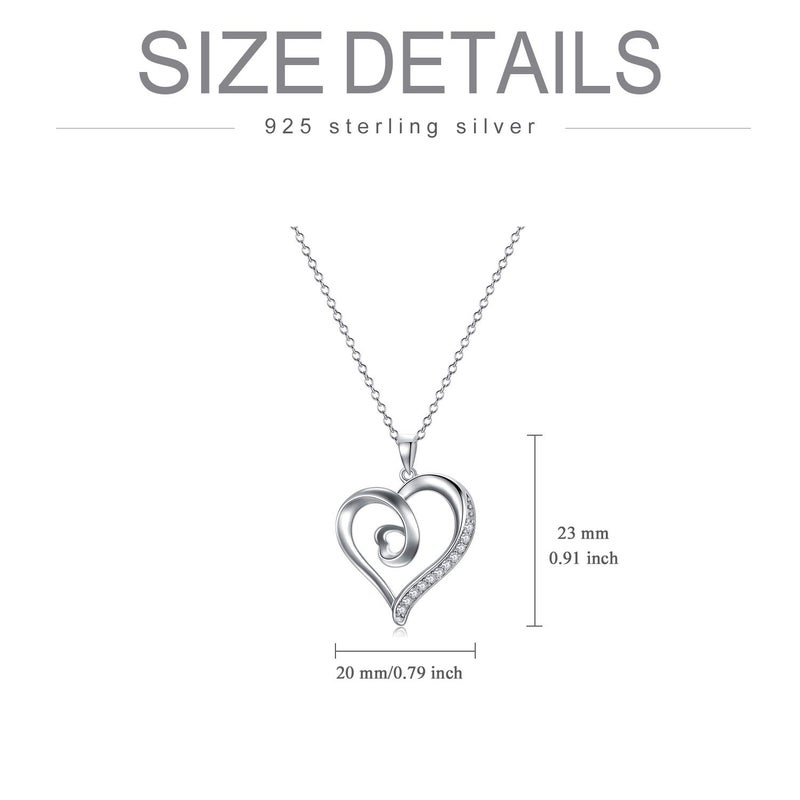 SISGEM Natural Diamond Heart Pendant Necklaces for Women Sterling Silver, Fine Jewelry for Wife, Love Gifts for Her (0.15ct) 16"-18" - Image 2